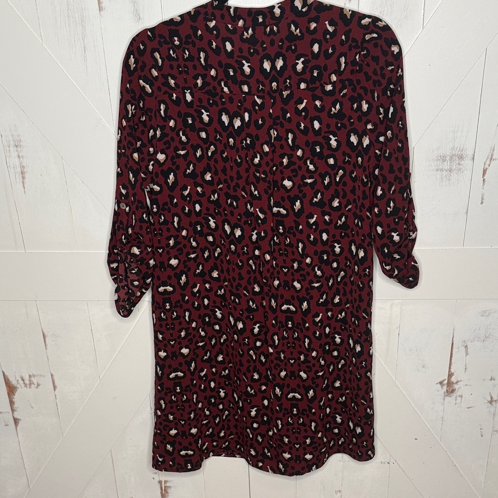 Entro Burgundy Black Leopard Print Dress - Picture 6 of 10